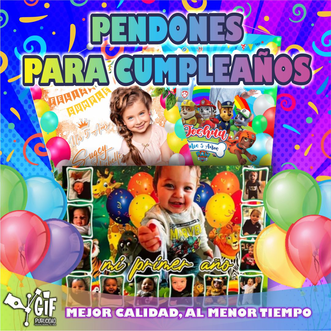 PENDONES PARA CUMPLEAÑOS (GRATIS DISEÑO)